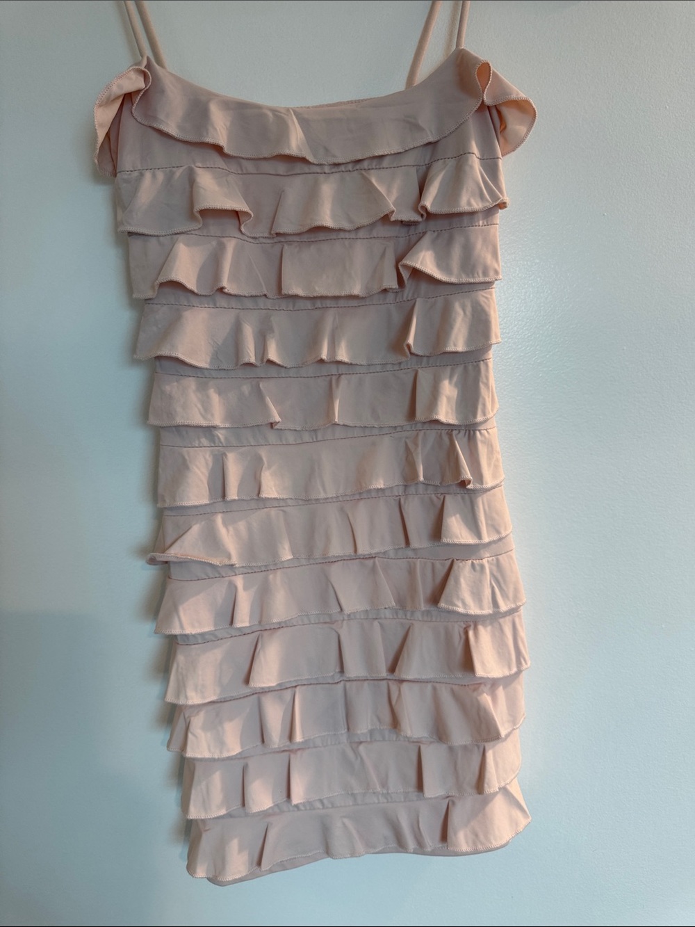 Edikted Blush Pink Ruffle Tiered Mini Dress